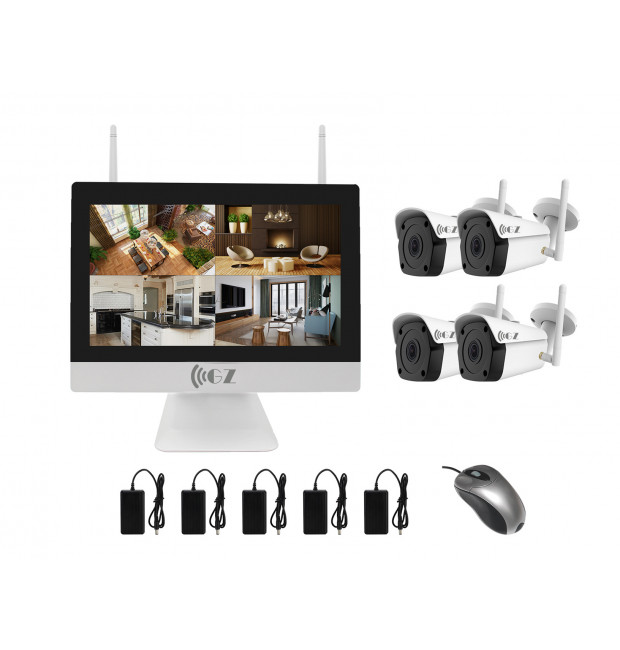 KIT di Videosorveglianza IP WIFI con Monitor LCD 4 Telecamere  Autoconfigurante con CLOUD